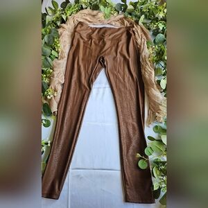 Medium brown faux leather leggings